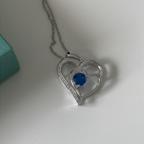 OR Old Rubin 925 Silver Heart Necklace with Gemstone Birthstone - Picture 7 of 11